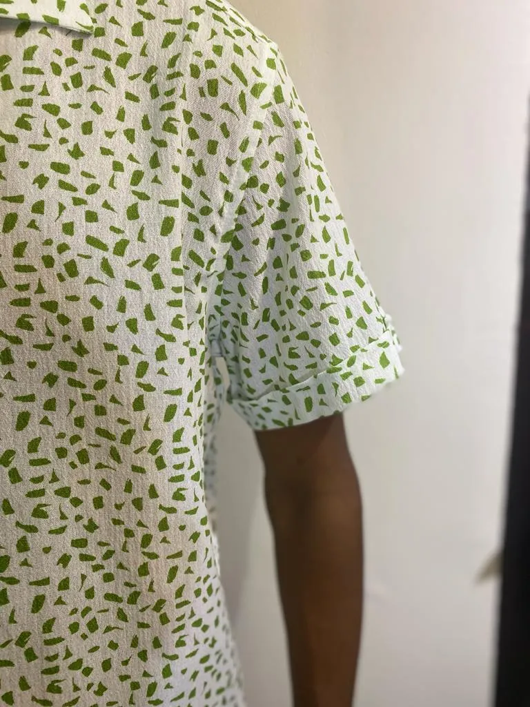 37739: Short sleeve shirt: Green - White