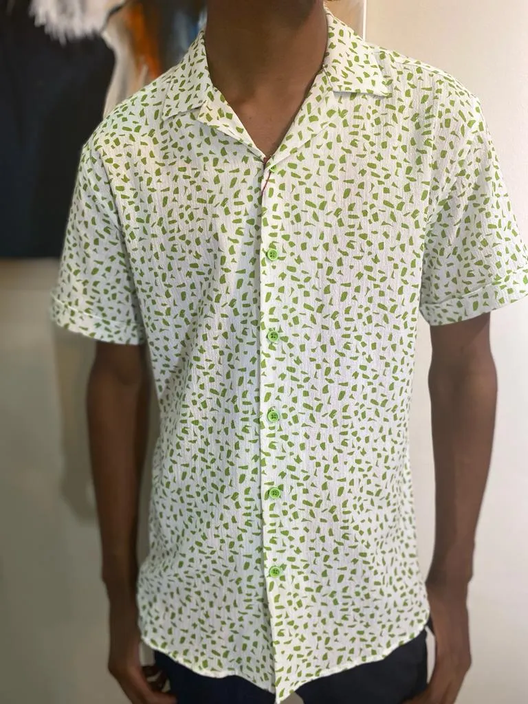 37739: Short sleeve shirt: Green - White