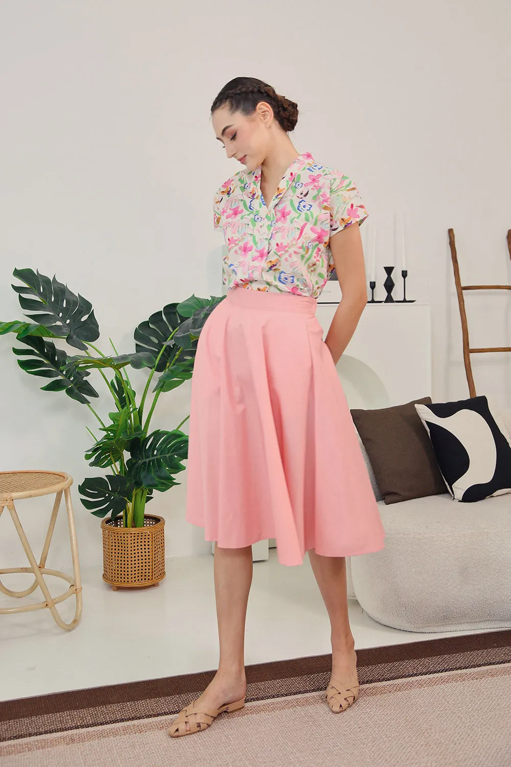 Addie Kimono Neckline Top in Pink Blossom