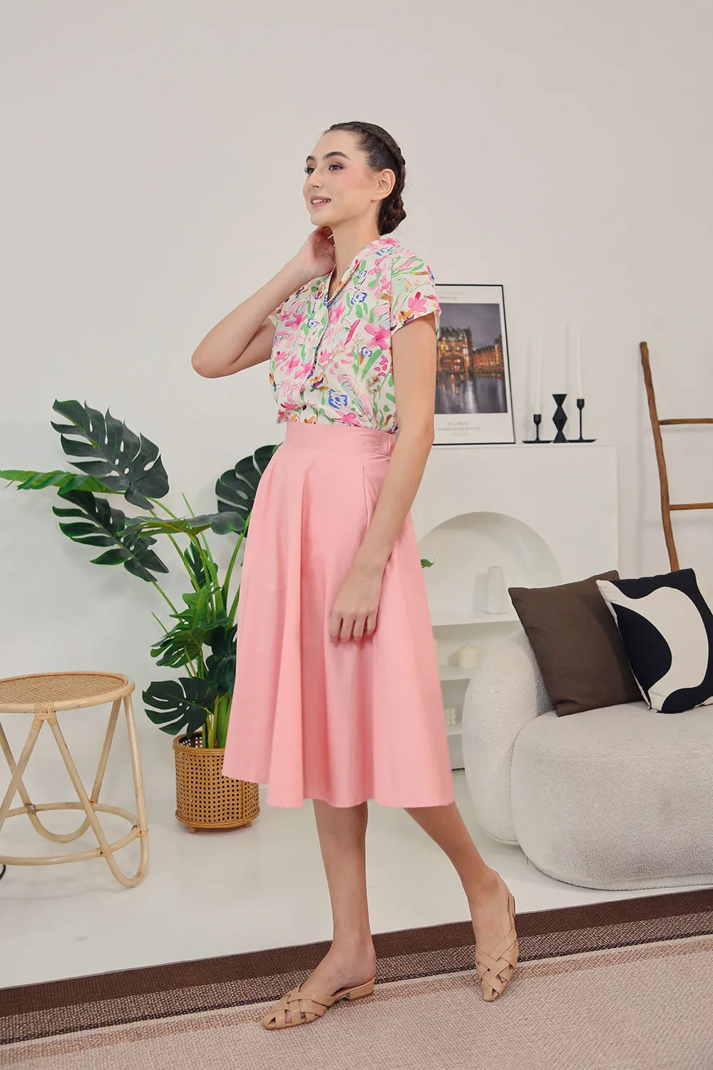 Addie Kimono Neckline Top in Pink Blossom