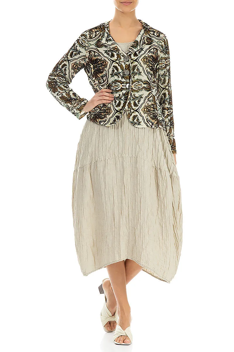 Buttoned Devoré Ornament Silk Velvet Jacket