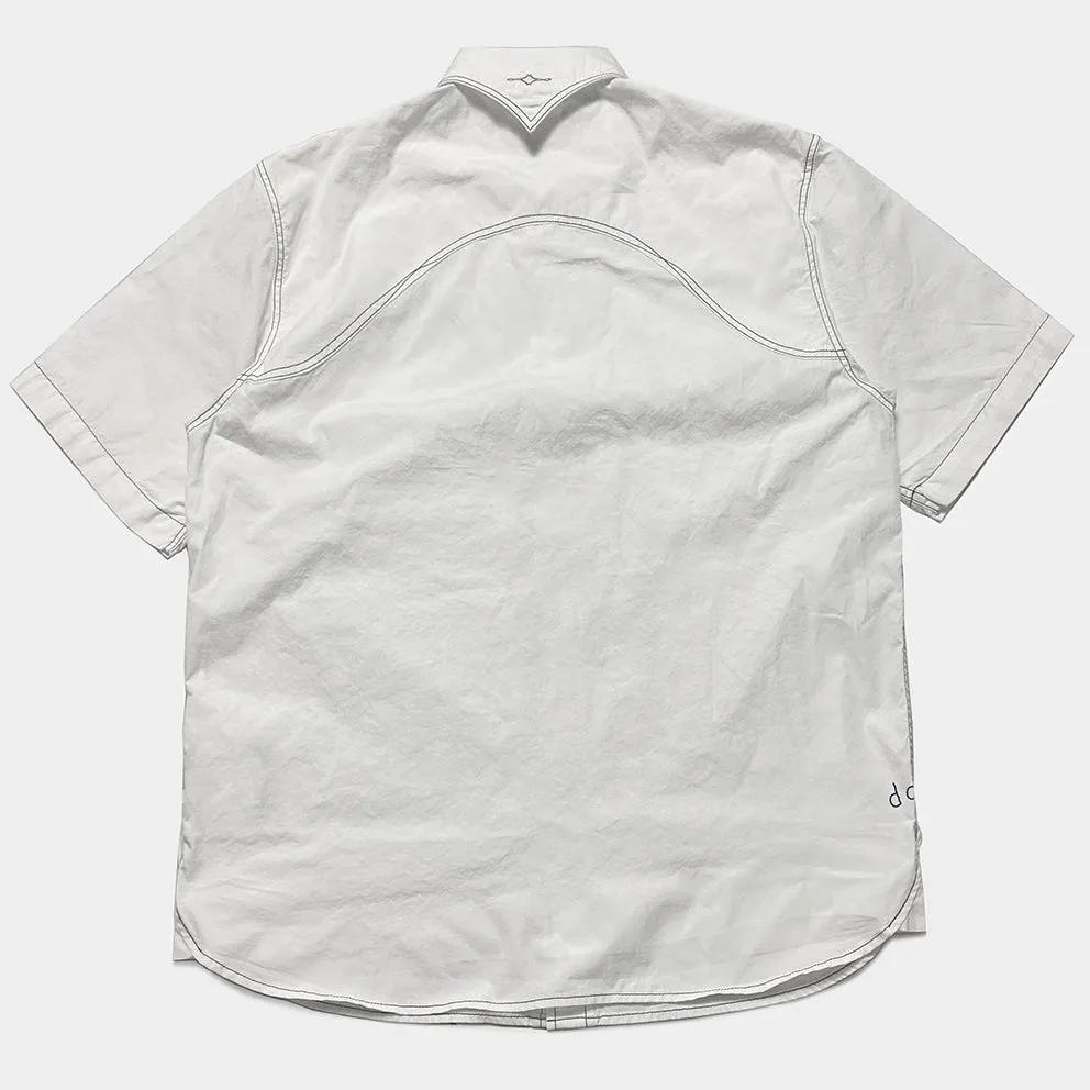 DDL 323R1-DEL TORO-LUCKY REGULAR FIT 2 HORSESHOE SHAPE POCKET SHORT SLEEVE WESTERN POPLIN SHIRT WITH CONTRAST BLUE THREAD STITCHING-E0 WHITE
