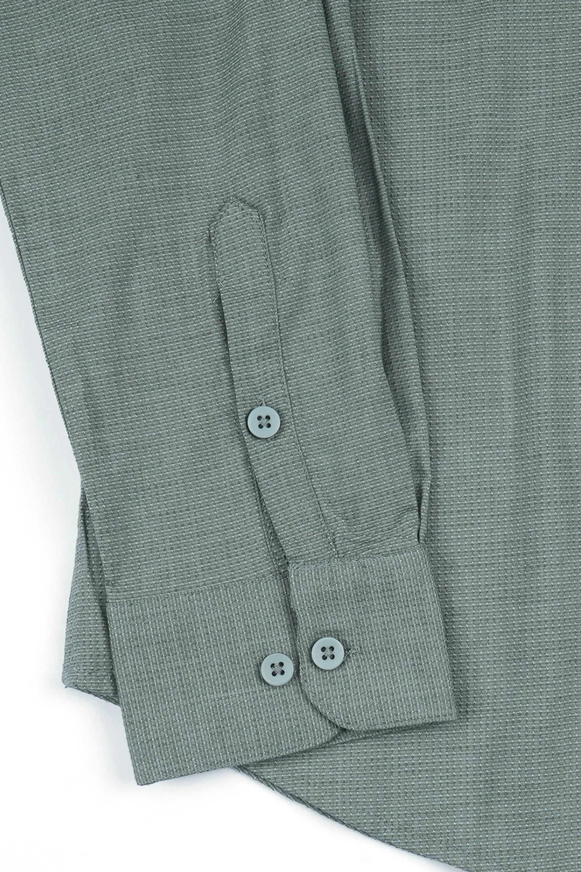 EASY IRON TEXTURED MANDARIN SHIRT IN GREEN