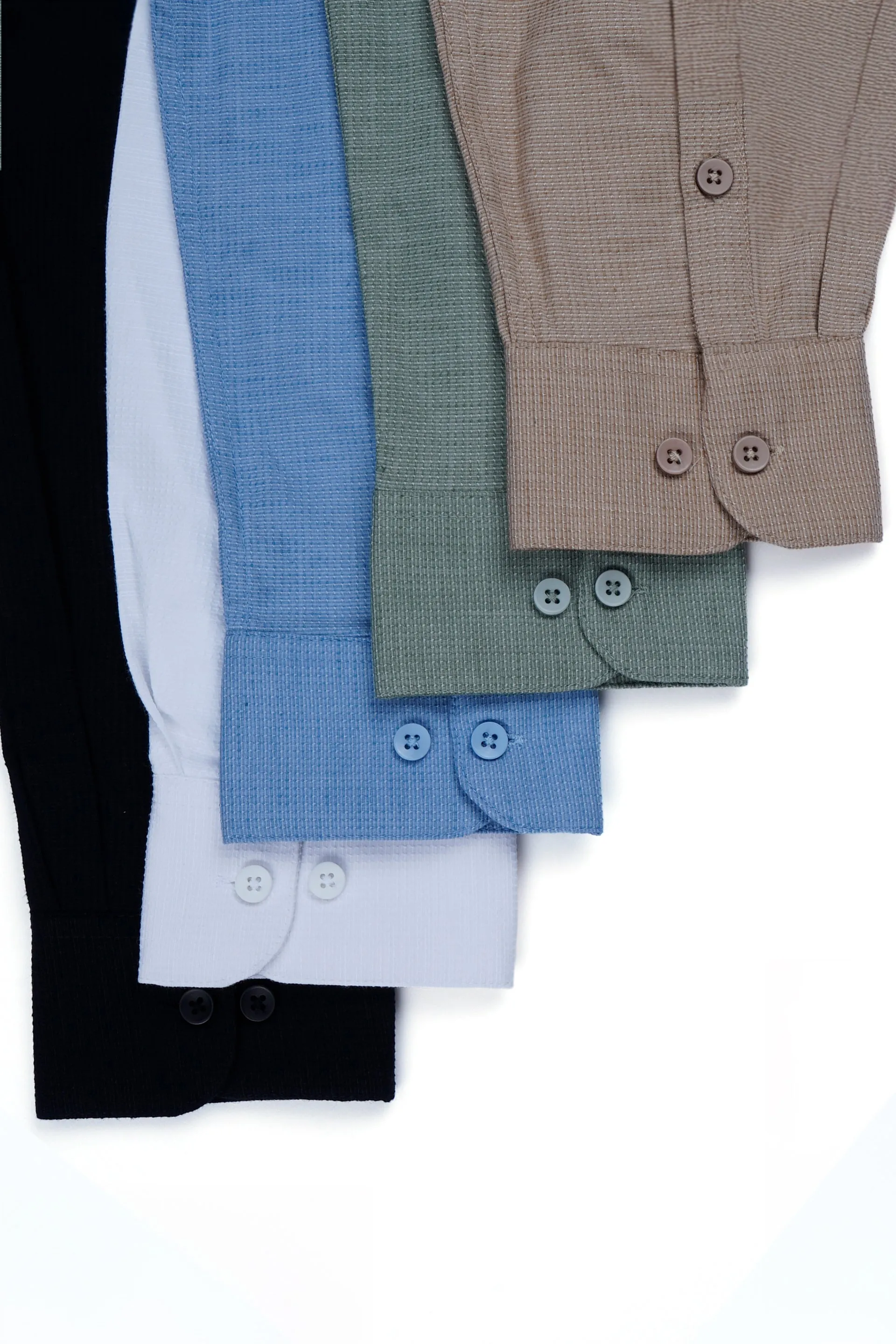 EASY IRON TEXTURED MANDARIN SHIRT IN WHITE