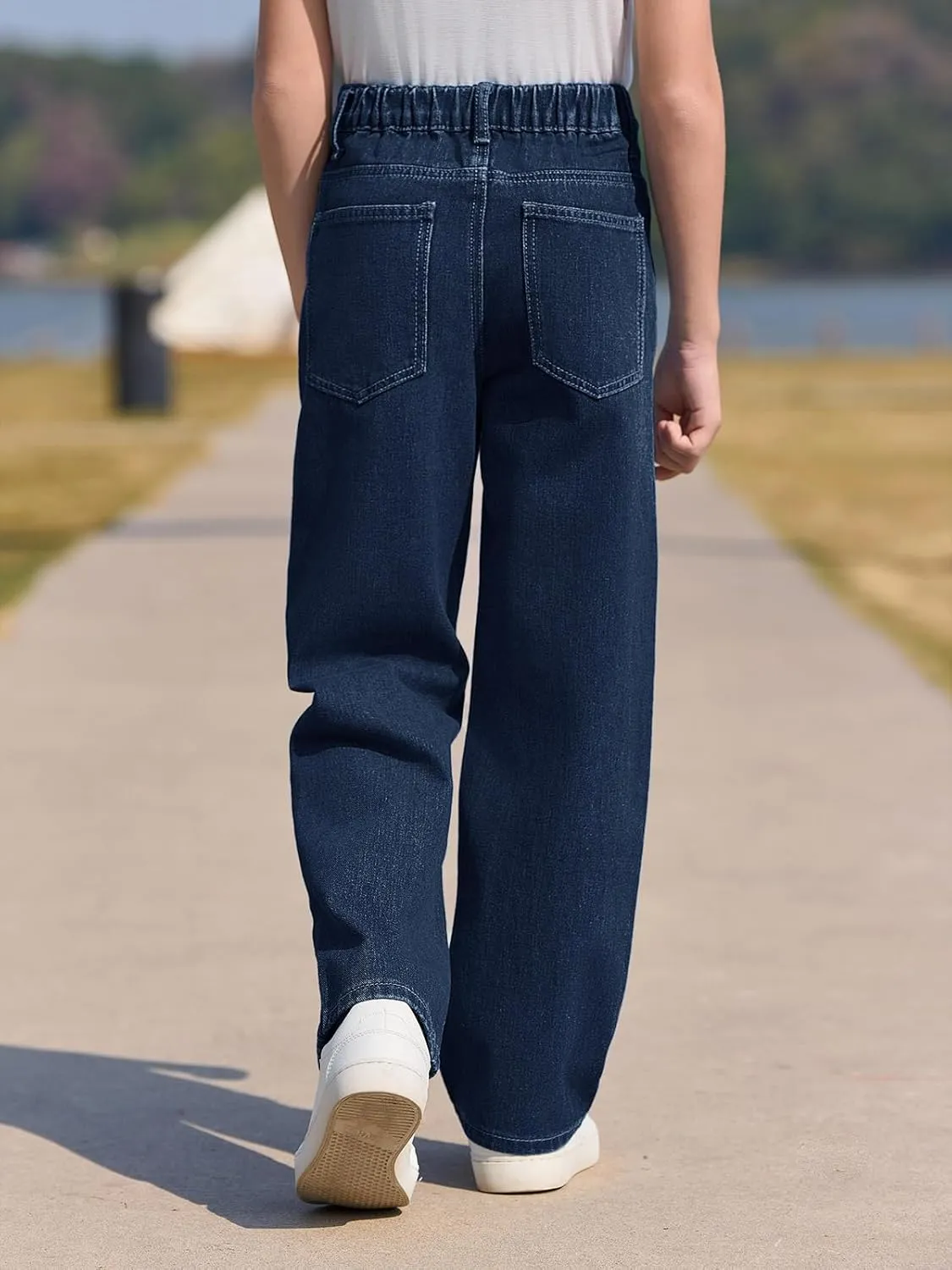 Haloumoning Boys Baggy Jeans Kids Casual Straight Leg Loose Fit Denim Pants with Pockets 5-14 Years
