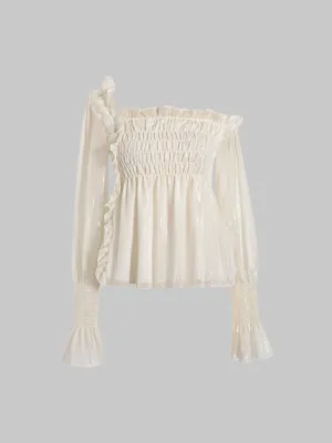 Irregular Shiny Long Sleeve Tops