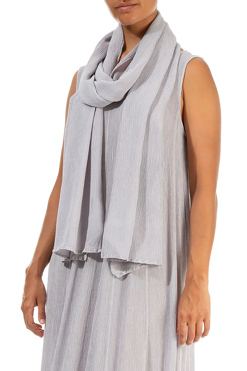 Lilac Grey Crinkled Silk Viscose Scarf