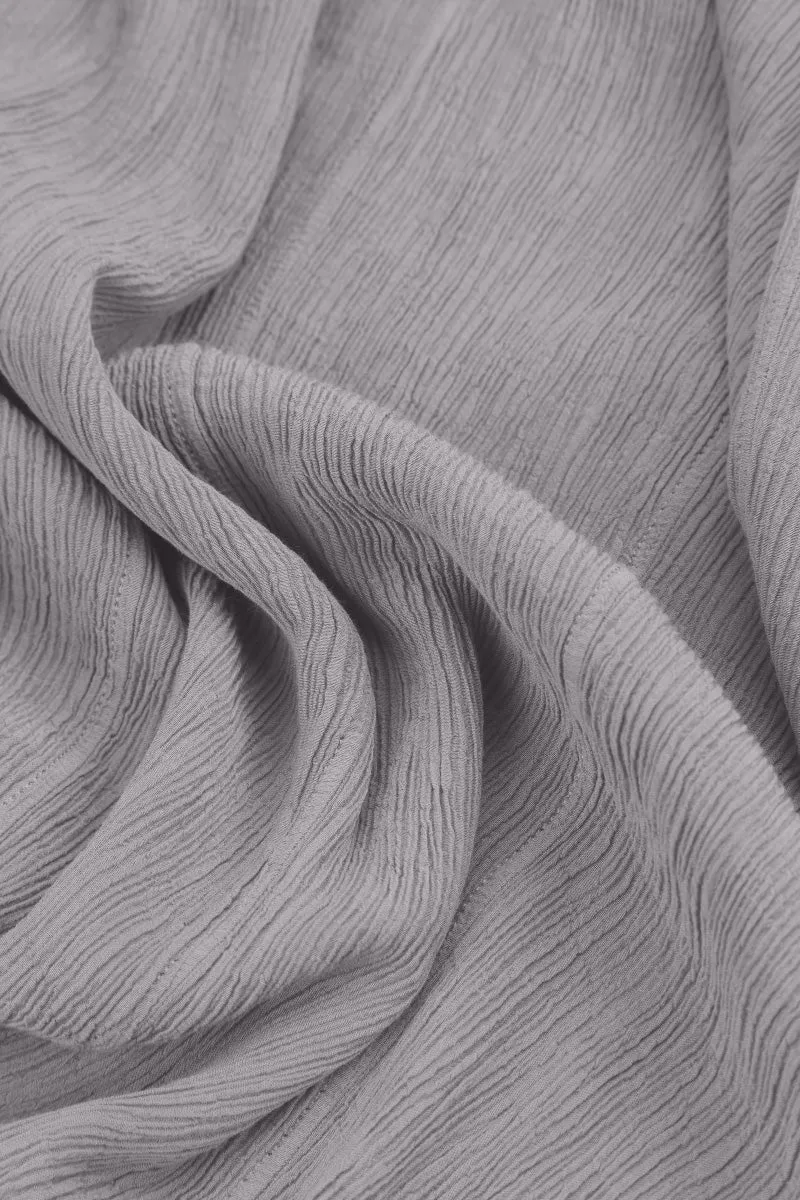 Lilac Grey Crinkled Silk Viscose Scarf