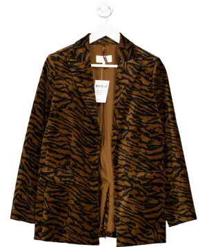 M&S Brown Velvet Animal Print Blazer UK 12