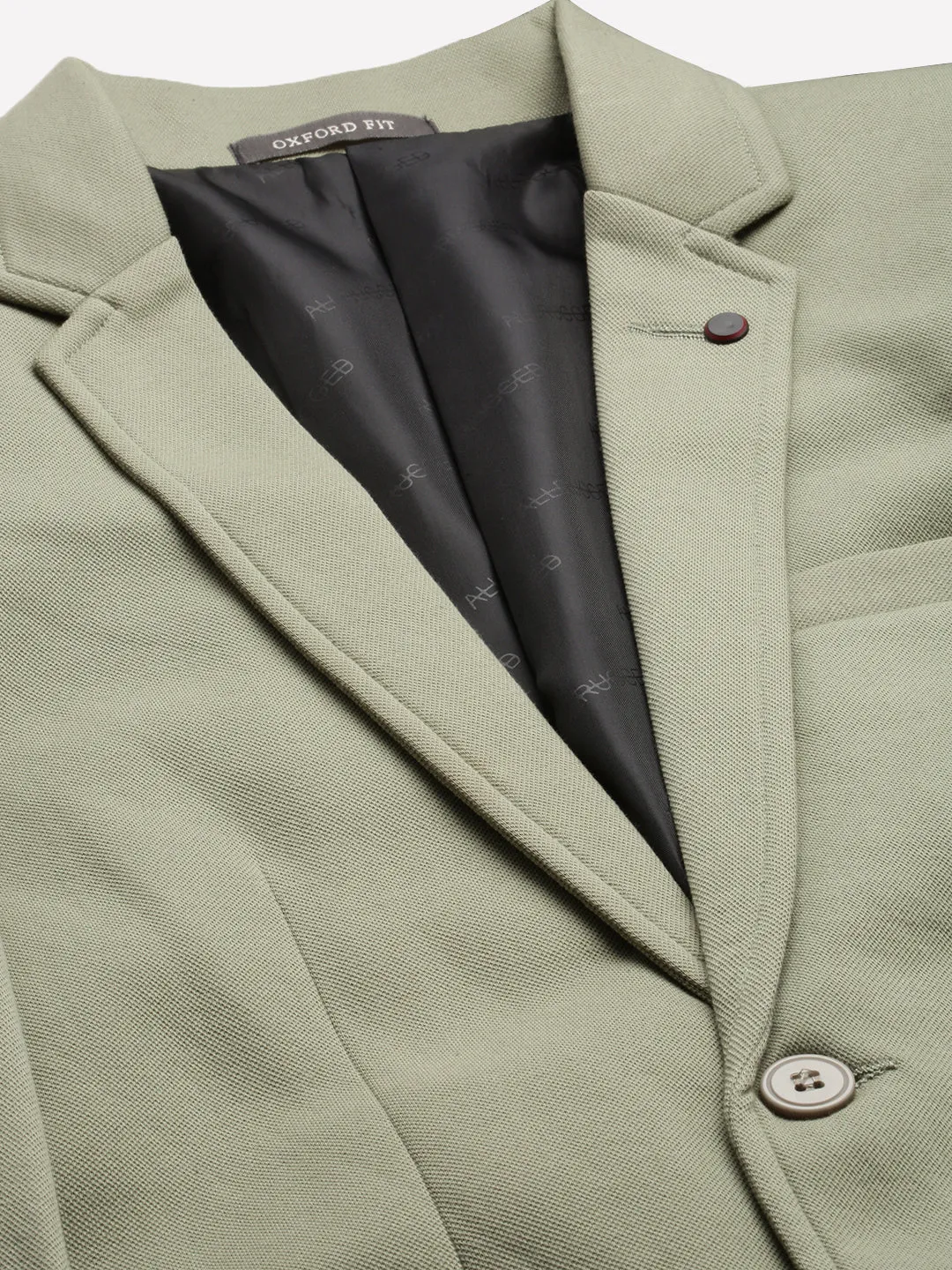 Men Olive Single-Breasted Notched Lapel Blazers