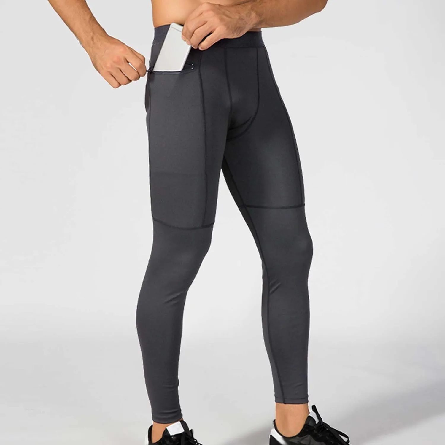 Men's Active Yoga Leggings Pants Running Dance Tights with Pockets Cycling Workout Pants Quick Dry Joggers