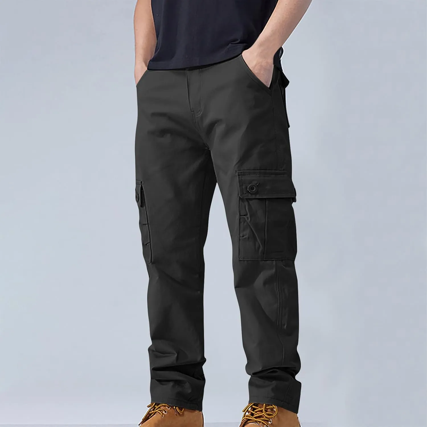Mens Casual Pants Hiking Chino Cargo Pants Lightweight Outdoor Twill Jogger Sweatpants Loose Straight Leg Pants