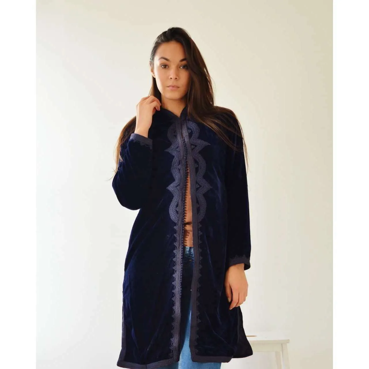 New Black Velvet Luxury Bohemian Jacket with Black Embroidery- bohemian Jacket
