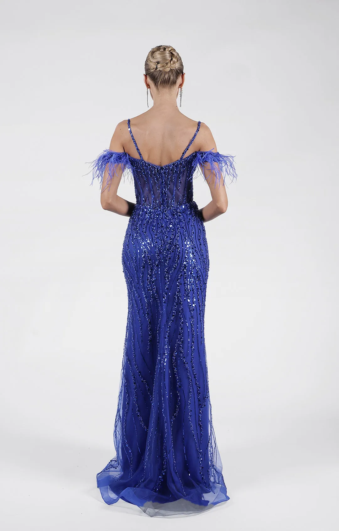 Off-Shoulder Sequins Embroidery Split A-Line Floor Length Dresses