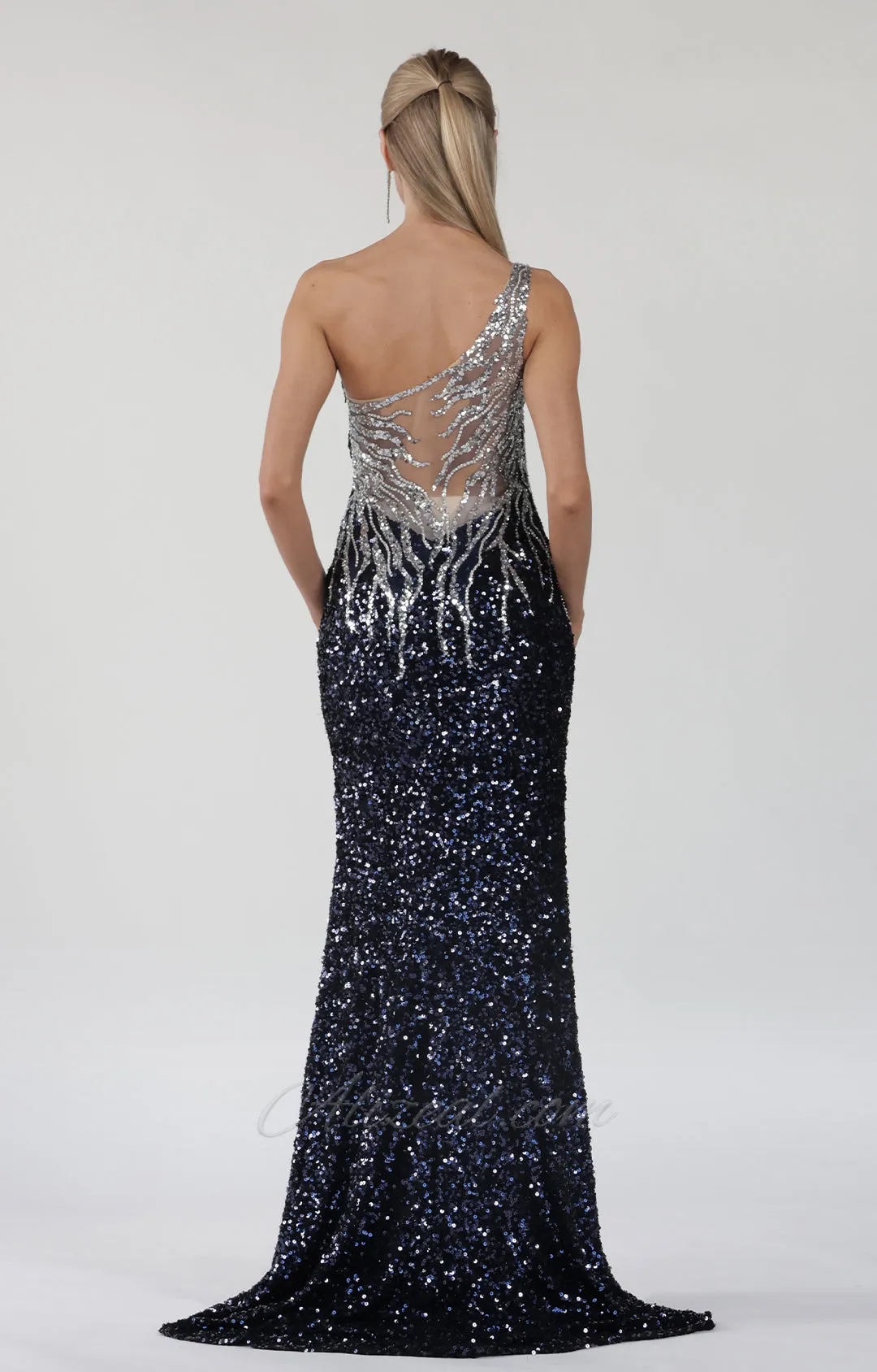 One Shoulder Sequin Split Wrap Hip Small Trailing Dresses
