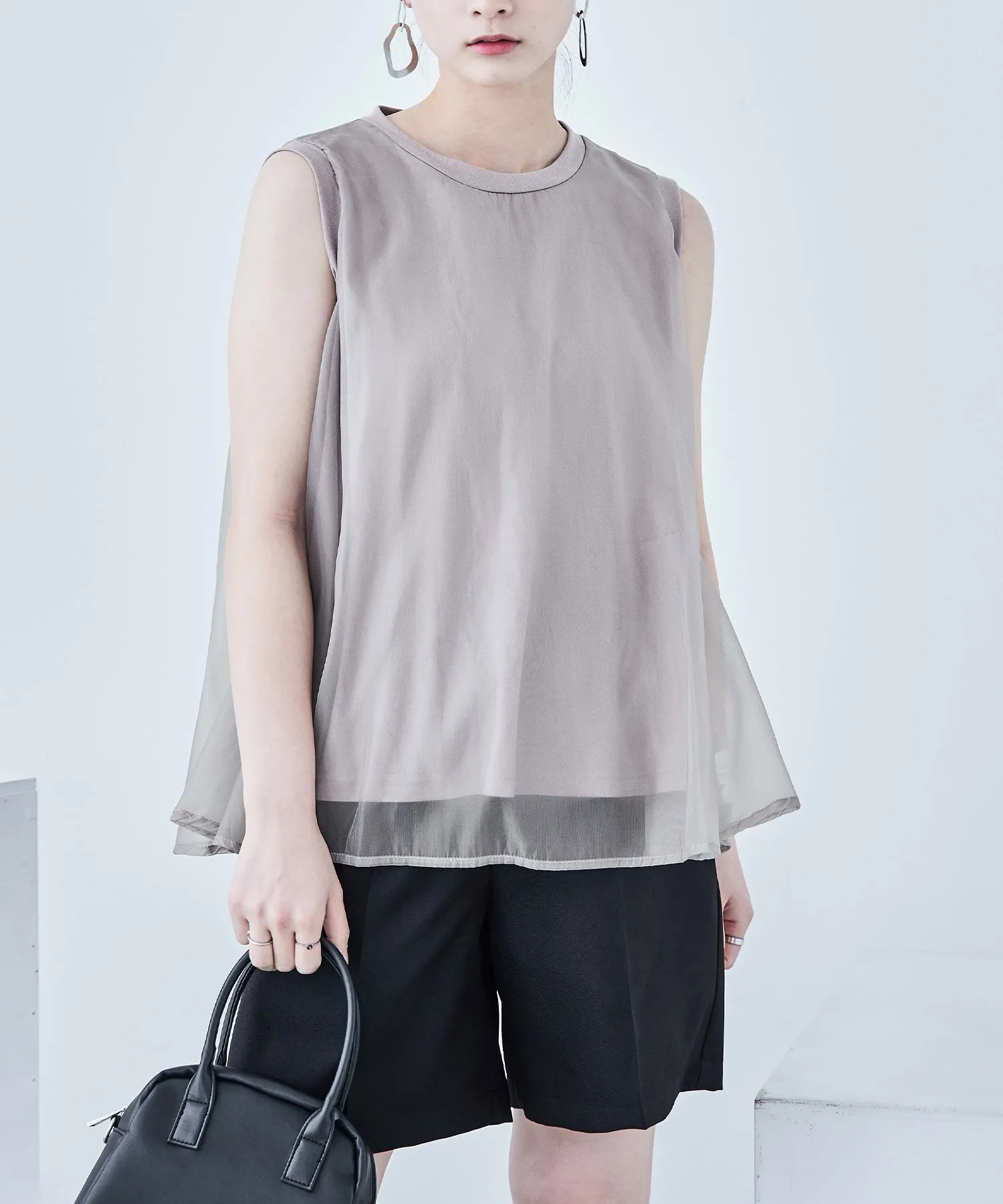 Organdie Flare No Sleeve Tops