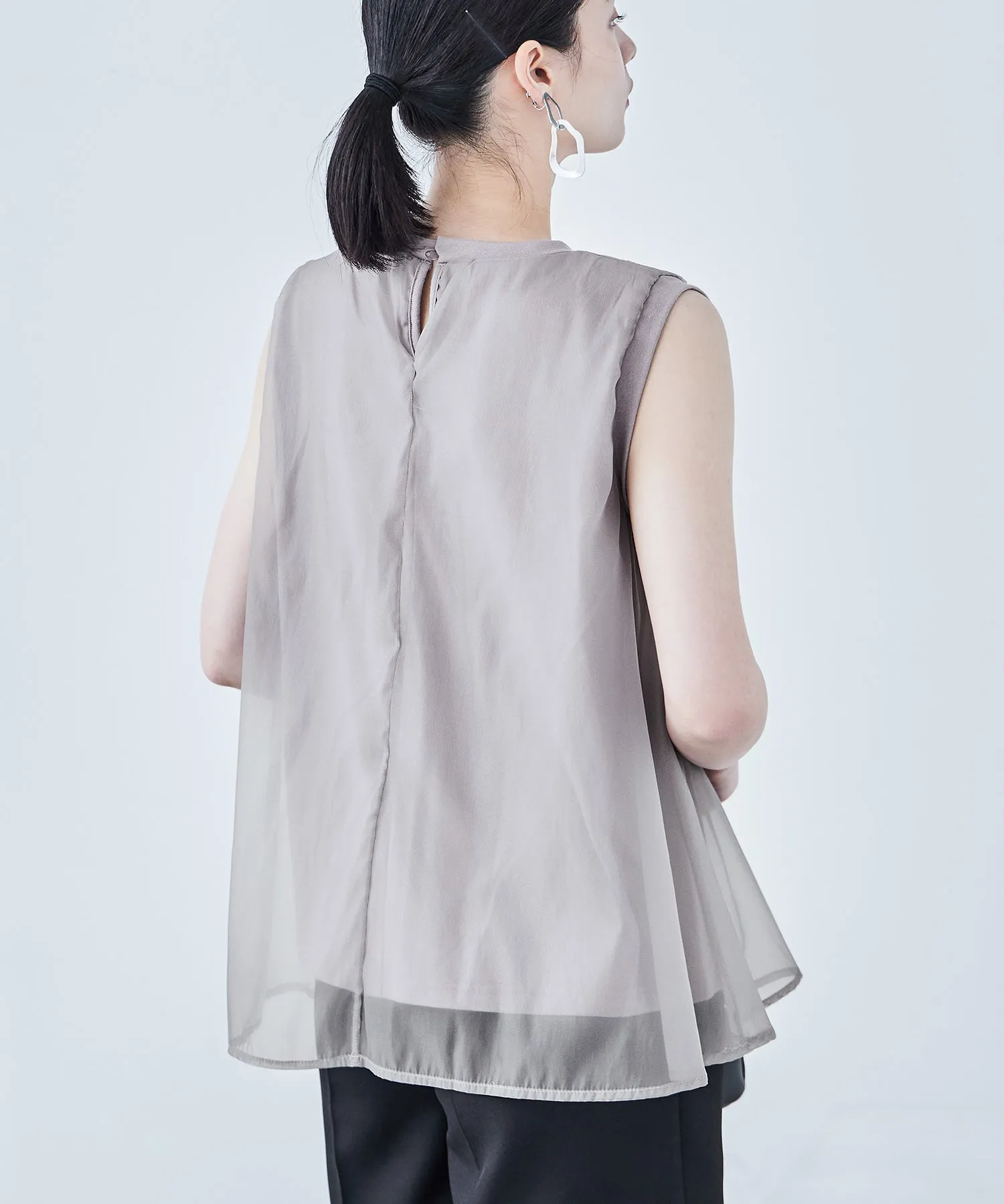 Organdie Flare No Sleeve Tops