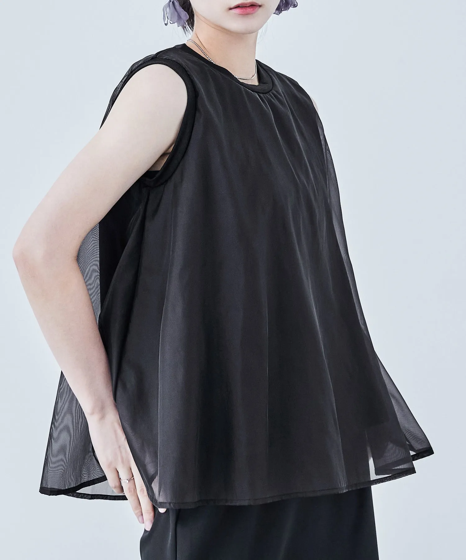 Organdie Flare No Sleeve Tops
