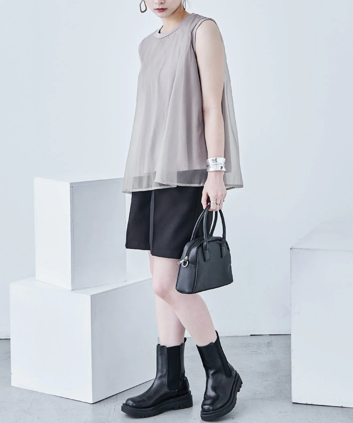 Organdie Flare No Sleeve Tops