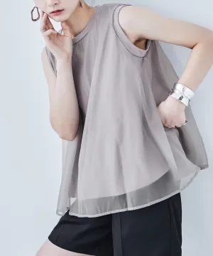 Organdie Flare No Sleeve Tops