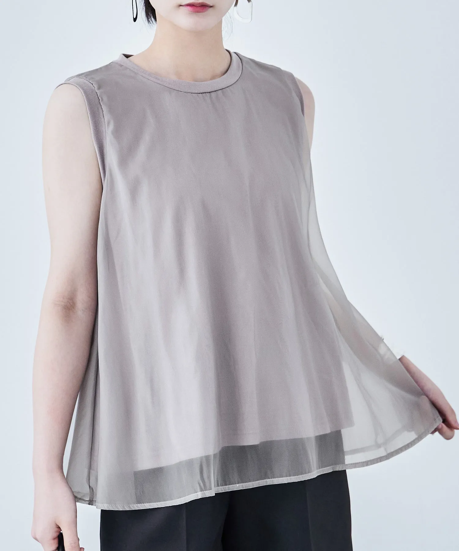 Organdie Flare No Sleeve Tops