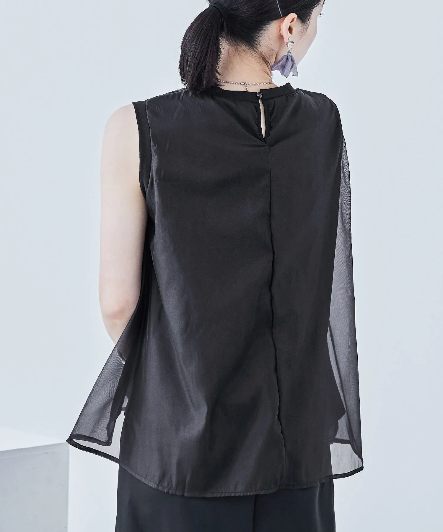 Organdie Flare No Sleeve Tops