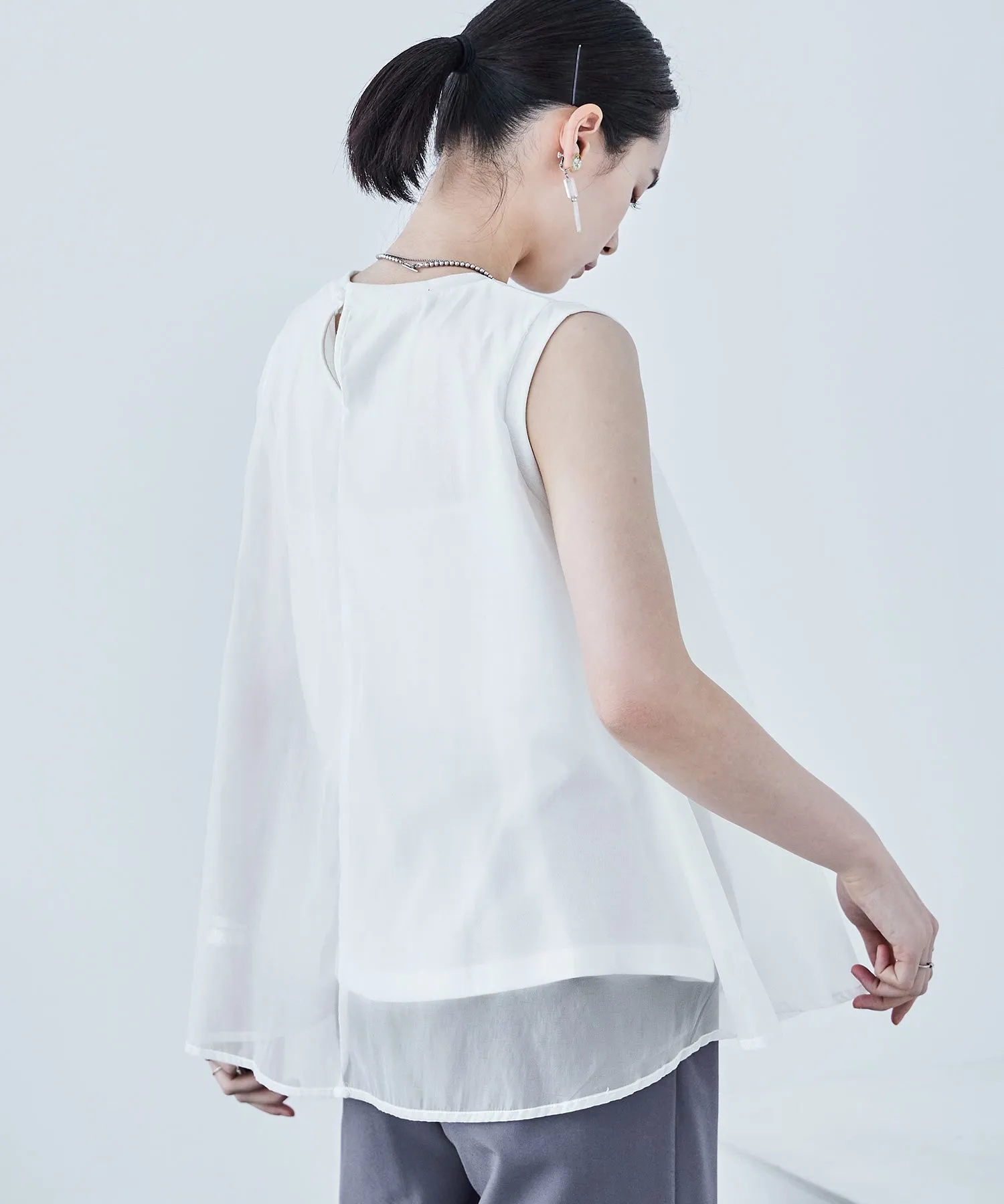 Organdie Flare No Sleeve Tops
