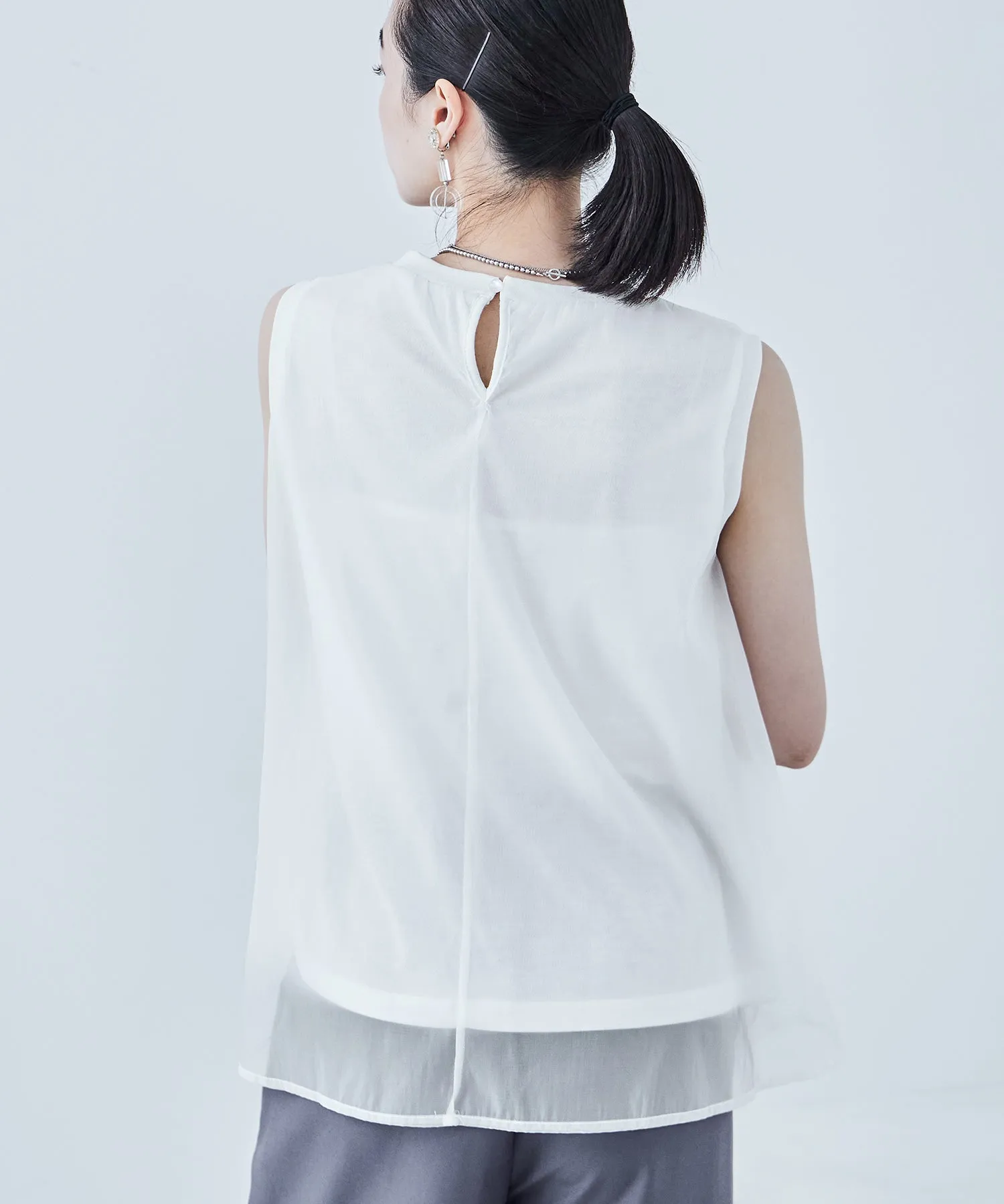 Organdie Flare No Sleeve Tops