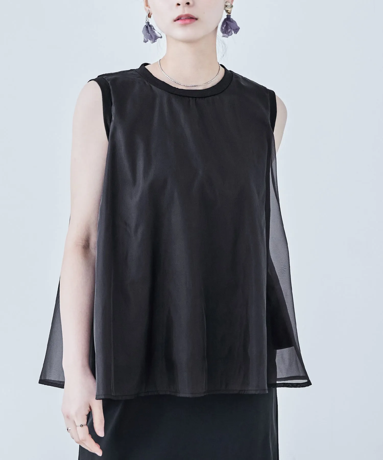 Organdie Flare No Sleeve Tops