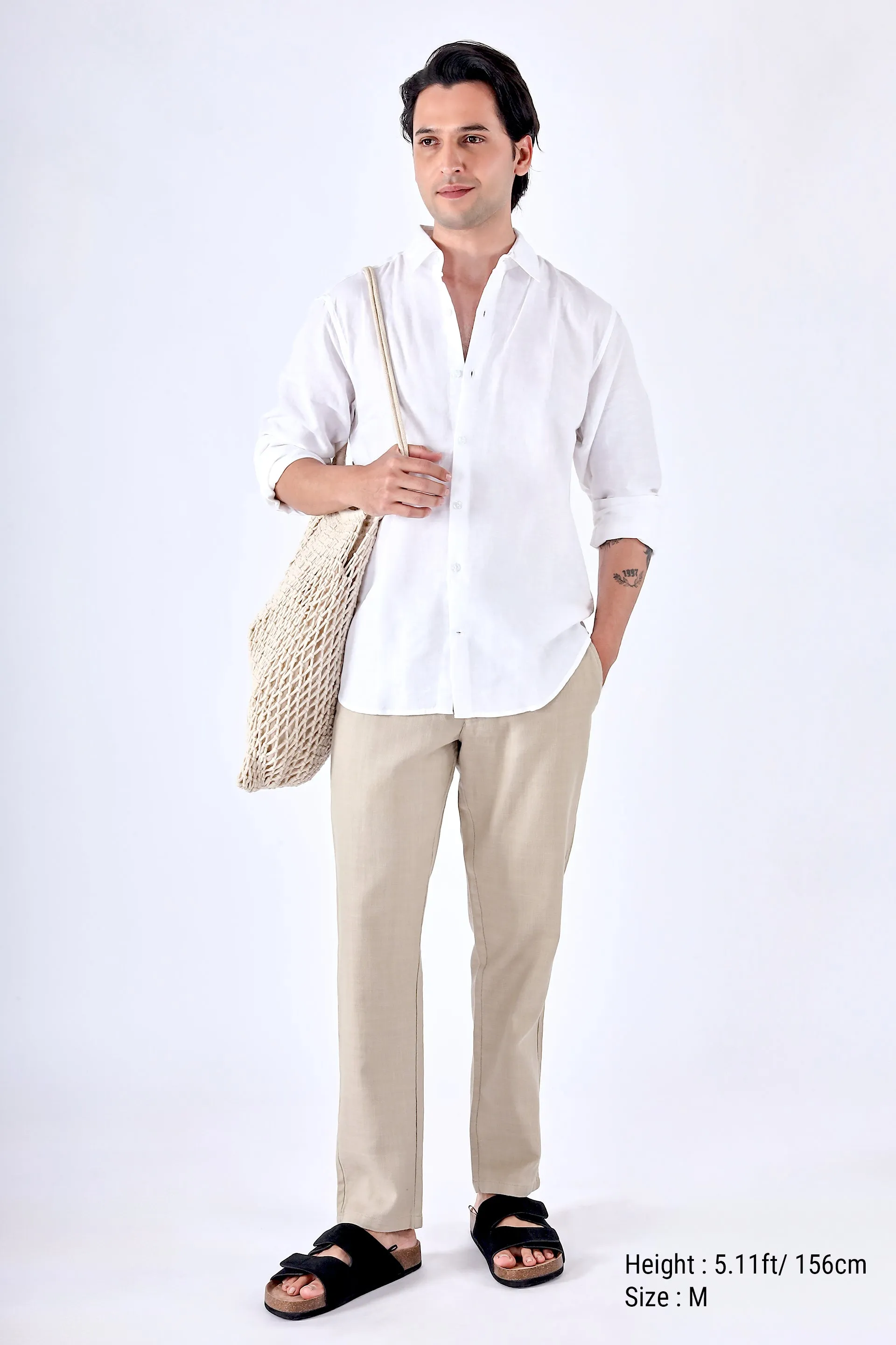 PREMIUM KNITTED TAILORED TROUSER IN BEIGE