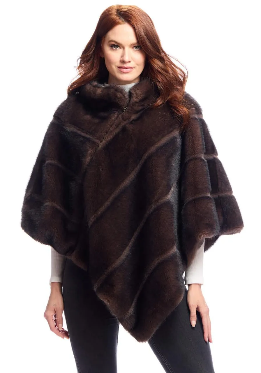 Whiskey Faux Fur Carly Zip Poncho