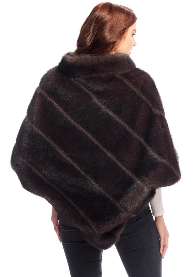 Whiskey Faux Fur Carly Zip Poncho