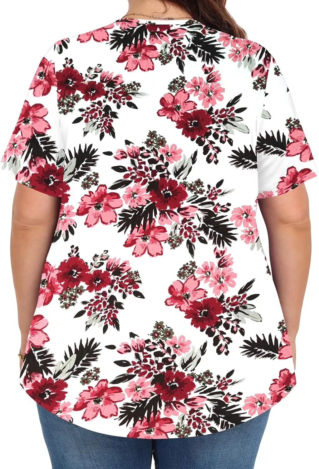 Womens Plus Size Tops Summer Shirts Tunic Short Sleeve Crew Neck Loose Fit Blouse 1X-5X